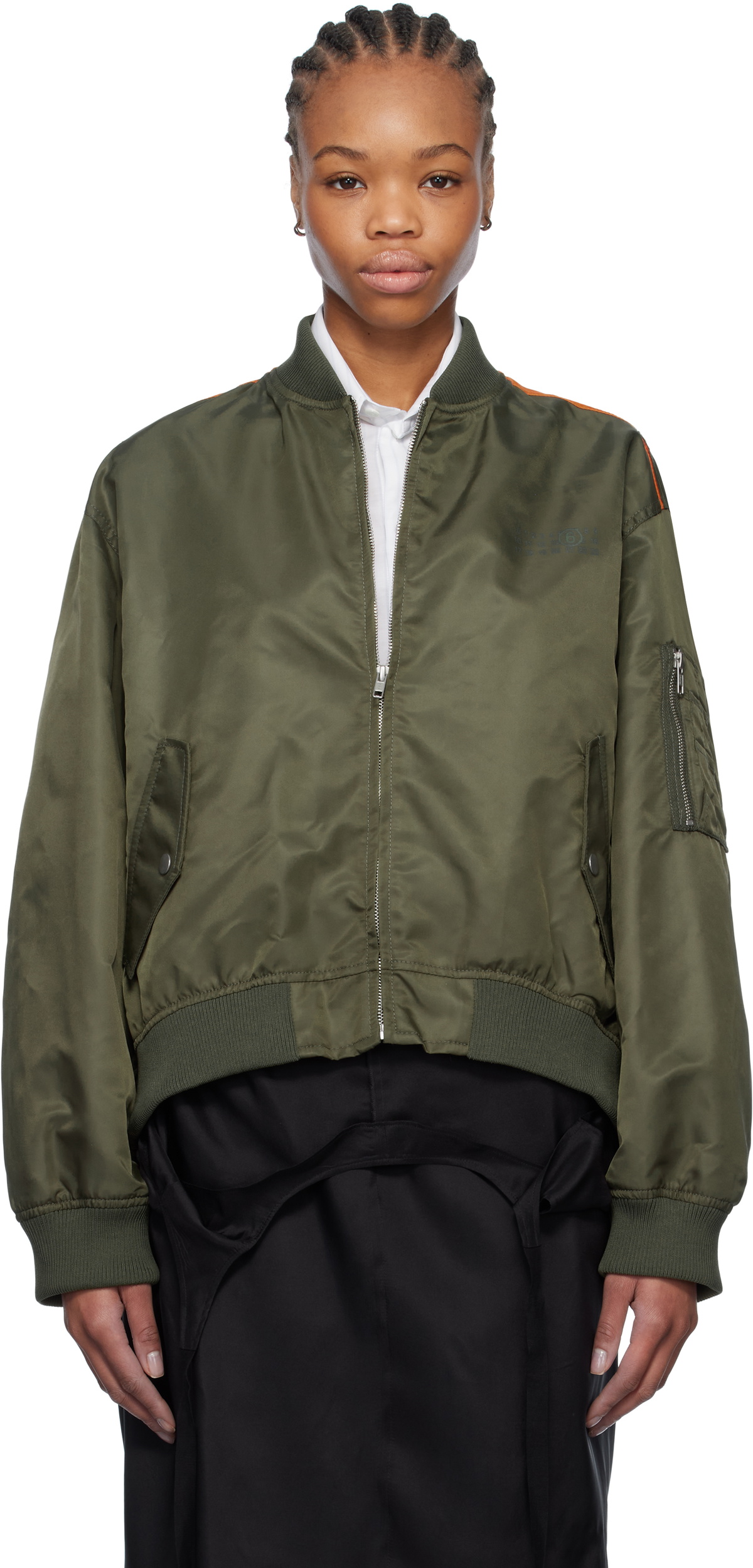 MM6 Maison Margiela Khaki Spliced Bomber Jacket MM6 Maison Margiela