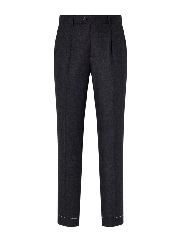 Photo: Brunello Cucinelli - Straight-Leg Pleated Virgin Wool Suit Trousers - Blue