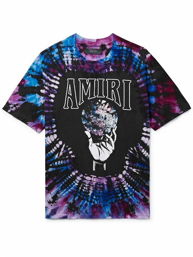 Photo: AMIRI - Logo-Print Tie-Dyed Cotton-Jersey T-Shirt - Purple