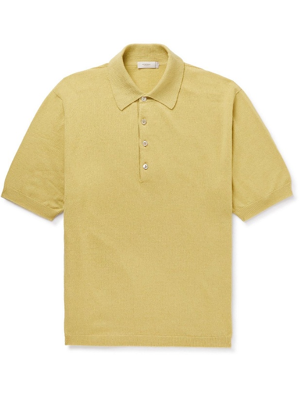 Photo: Agnona - Cashmere and Cotton-Blend Polo Shirt - Yellow