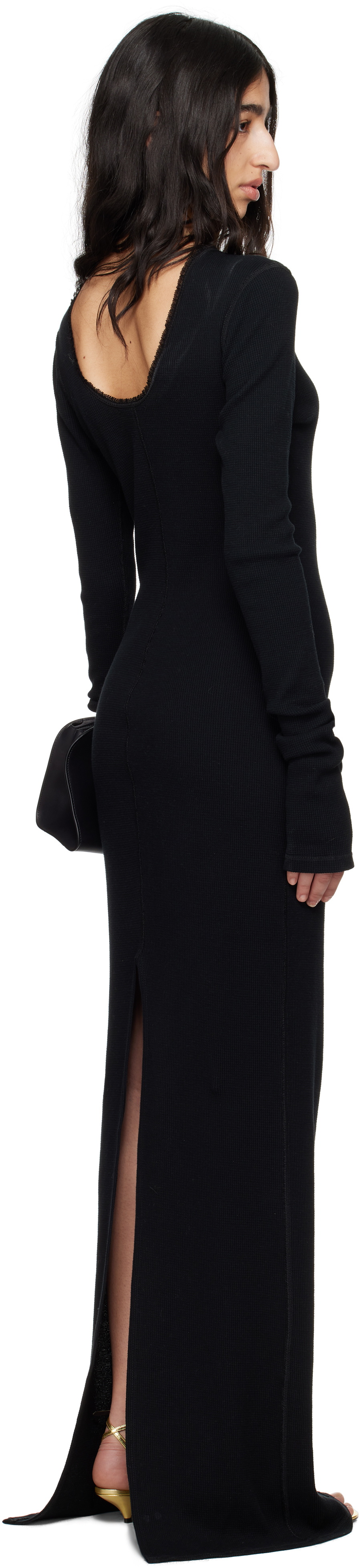Commission Black Reversed Henley Maxi Dress