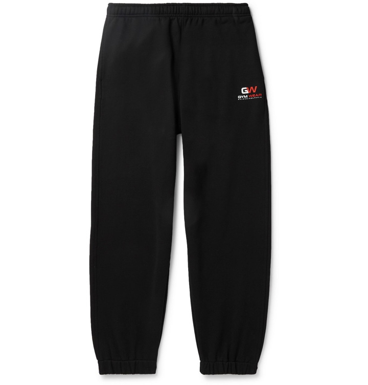 Photo: Balenciaga - Wide-Leg Logo-Print Loopback Cotton-Jersey Sweatpants - Black