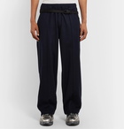 Maison Margiela - Navy Wide-Leg Virgin Wool Trousers with Shell Belt Bag - Blue