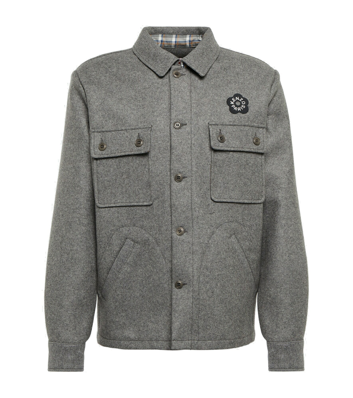 お歳暮ならオンライン Kenzo - Kenzo jacket shirt wool-blend Flower Boke ジャケット・アウター