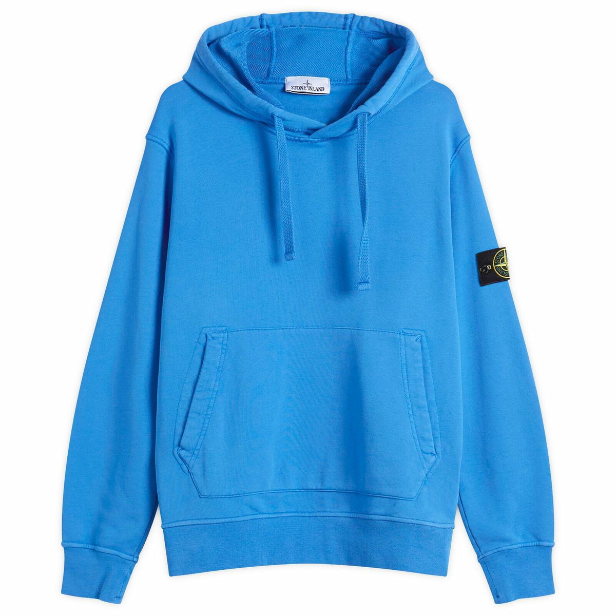 Stone Island Men's Garment Dyed Hoodie in Bright Blue Stone Island