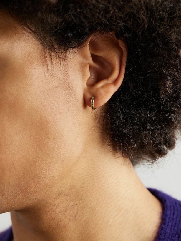 Photo: KOLOURS JEWELRY - Fortis Small Gold Emerald Single Hoop Earring