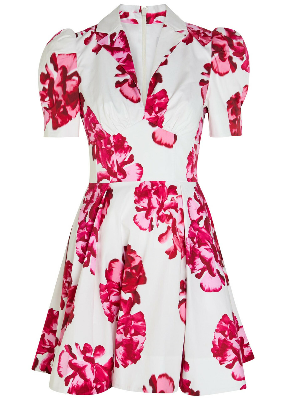 Rebecca Vallance Damask Floral-print Stretch-cotton Mini Dress Multicoloured