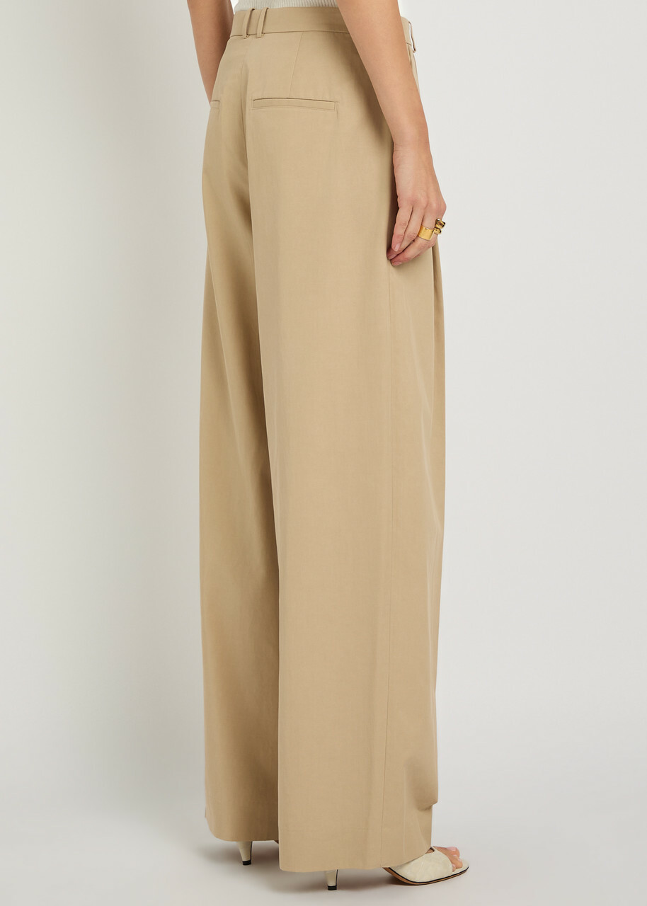 Vince Camille Wide-leg Woven Trousers Beige