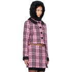Anna Sui Pink Plaid Beaded Jacket