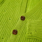 Late Checkout Distressed Mohair Cardigan in Green