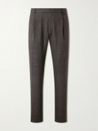Mr P. - Straight-Leg Pleated Wool, Silk and Linen-Blend Suit Trousers - Brown