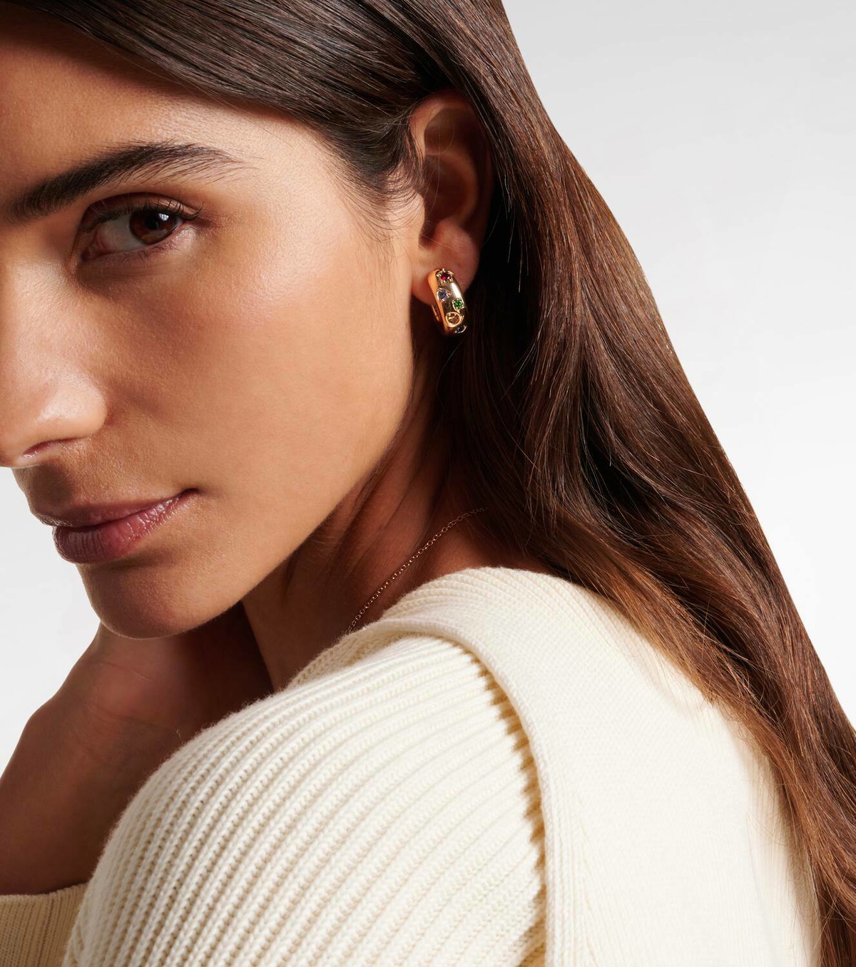 Pomellato Iconica 18k rose gold hoop earrings with gemstones