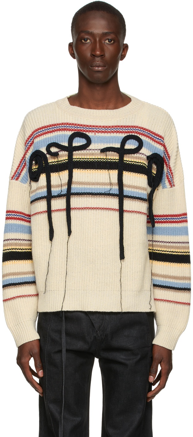 Photo: Ottolinger Off-White Carl Stripe Knit Fluff Sweater