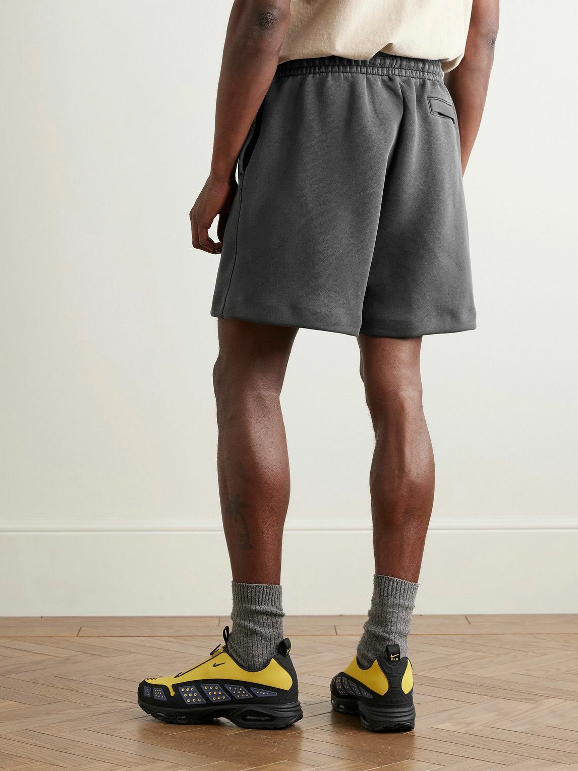 Nike - Wide-Leg Garment-Dyed Tech-Fleece Drawstring Shorts