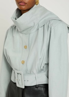 Chloe Scarf-effect Linen and Cotton-blend Jacket Grey