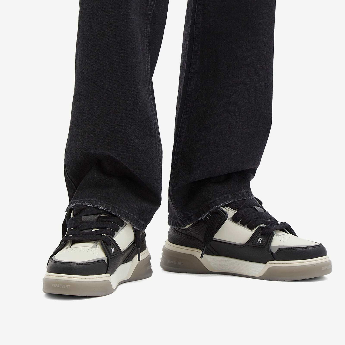 Represent Men's Studio Sneaker in Black Vintage White Represent