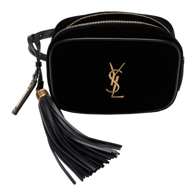 Saint Laurent Lou Quilted-velvet Belt Bag in Black