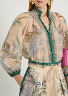 Zimmermann Indra Printed Metallic Cotton and Silk-blend Blouse Cream