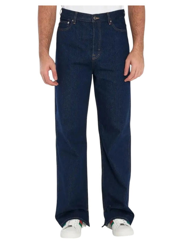 Photo: Gucci Blue Rose-Embroidered Jeans