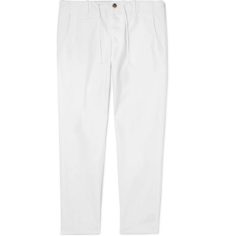 Photo: MAN 1924 - Tomi Slim-Fit Tapered Cotton Drawstring Trousers - White