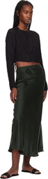 Silk Laundry Green Long Bias Cut Maxi Skirt