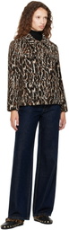 GANNI Brown Brushed Leopard Jacquard Blazer
