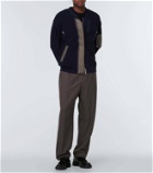 Sacai Twill-paneled cotton-blend cardigan