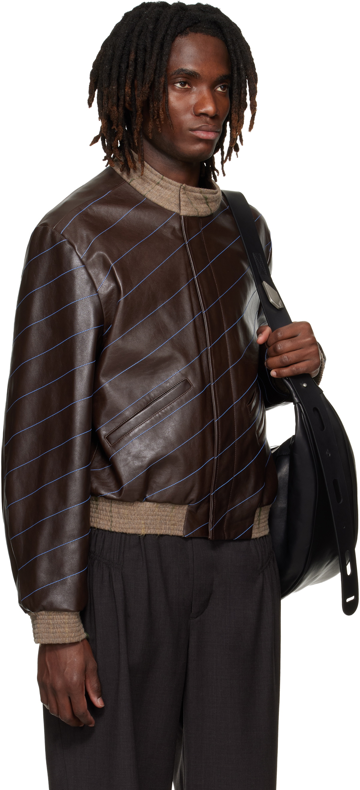 Kiko Kostadinov Brown Tarhos Leather Jacket