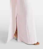 Safiyaa Lennox floral-appliqué caped crêpe gown
