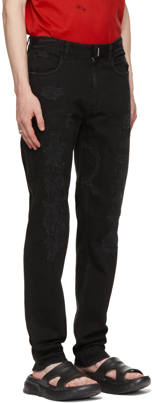 Givenchy Black Distressed Slim-Fit Jeans Givenchy