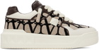 Valentino Garavani Off-White & Brown One Stud XL Sneakers
