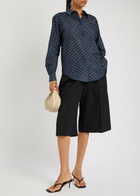 Matteau Classic Printed Cotton-blend Shirt Navy