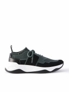 Berluti - Shadow Leather-Trimmed Stretch-Knit Sneakers - Black