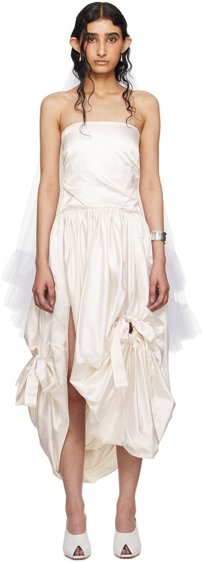 Photo: Wed SSENSE Exclusive Off-White Gathered Midi Dress