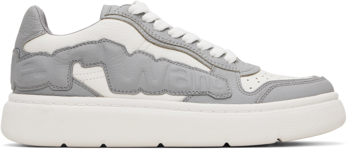 Alexander Wang White & Blue Puff Pebble Leather Sneakers