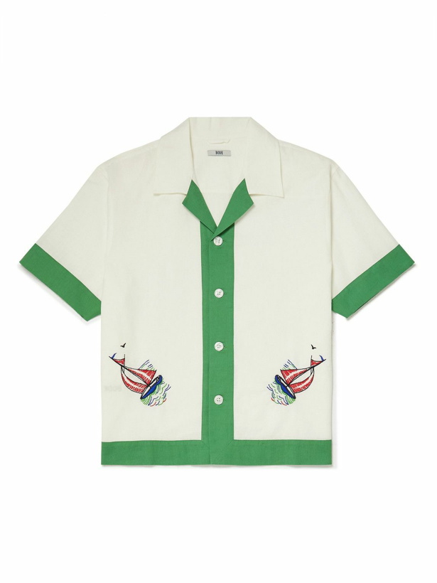 Photo: BODE - Camp-Collar Embroidered Linen and Cotton-Blend Shirt - Neutrals