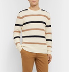 Boglioli - Striped Waffle-Knit Cotton Sweater - Neutrals