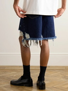 Acne Studios - Wide-Leg Distressed Denim Shorts - Blue