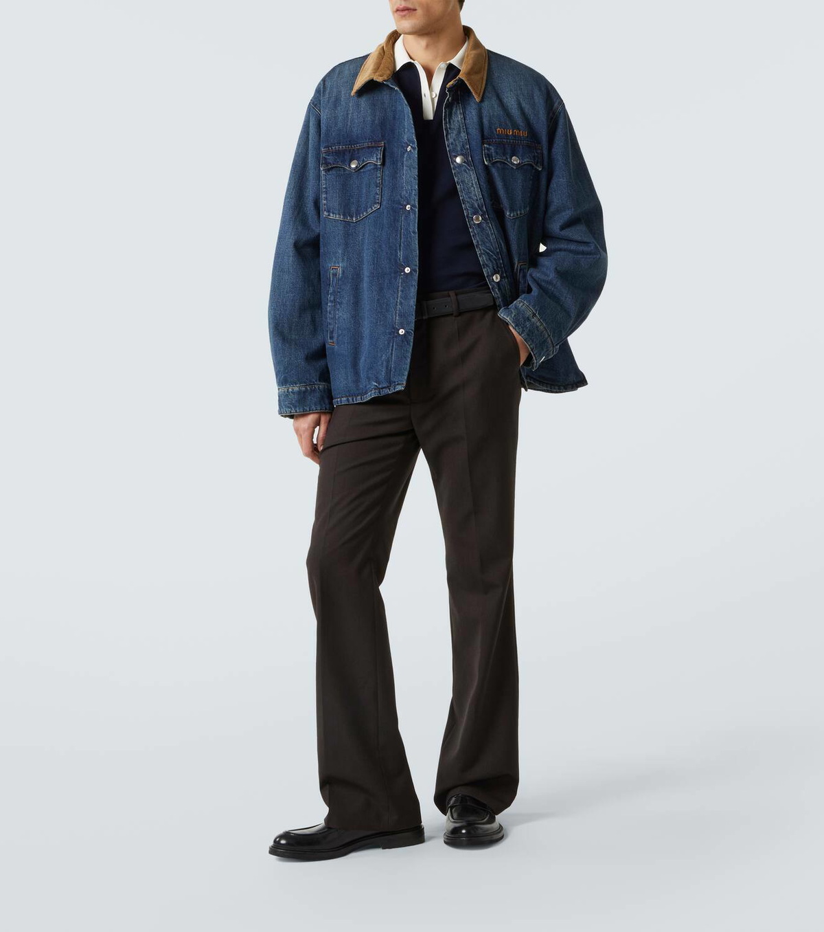 Miu Miu Logo cropped cotton piqué polo shirt