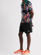 STÜSSY - Wide-Leg Logo-Print Shell Shorts - Black - S