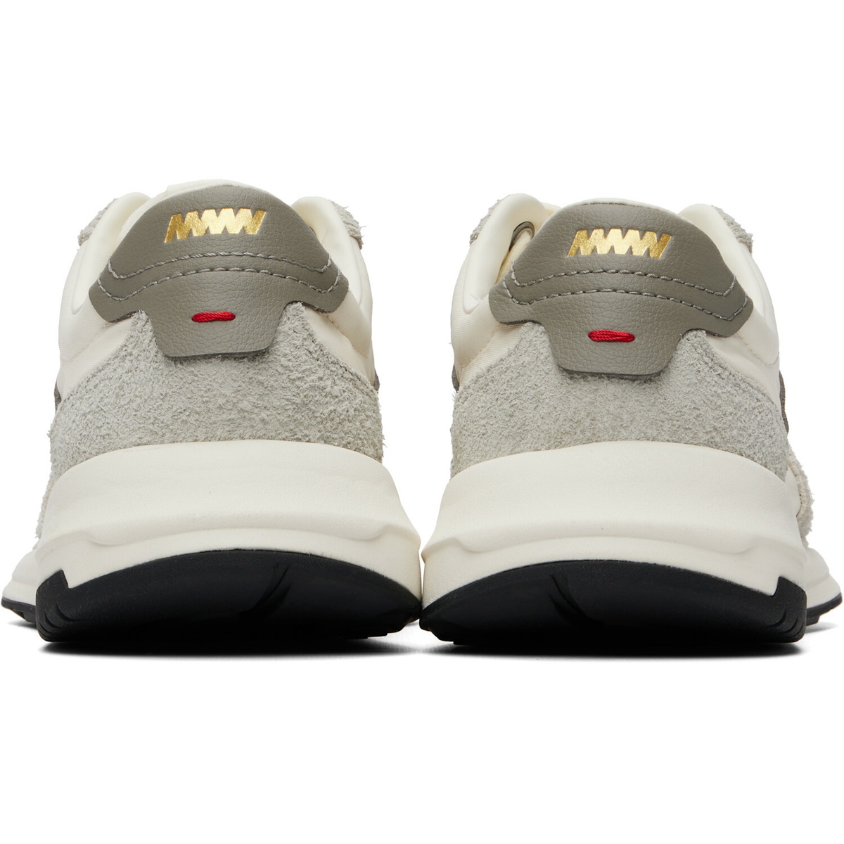 Hugo Off-White & Gray Logo Detail Suede-Trim Sneakers