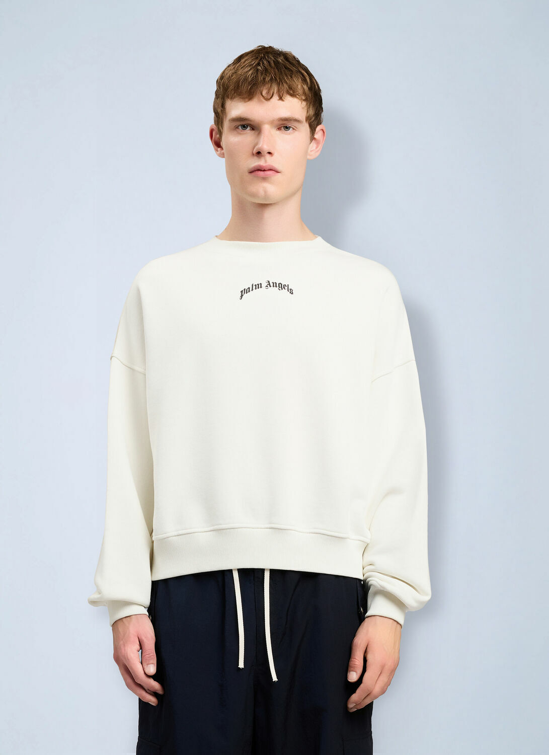 Palm Angels Back Curved Logo Loose Sweatshirt