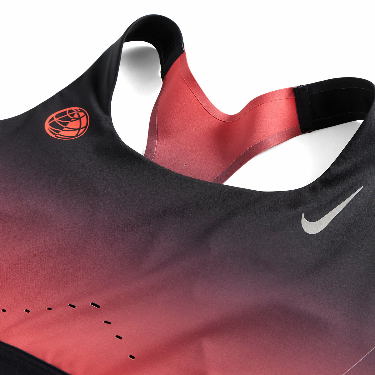 Nike Women's Swift Sports Bra in Black/Bright Crimson/Metallic Silver