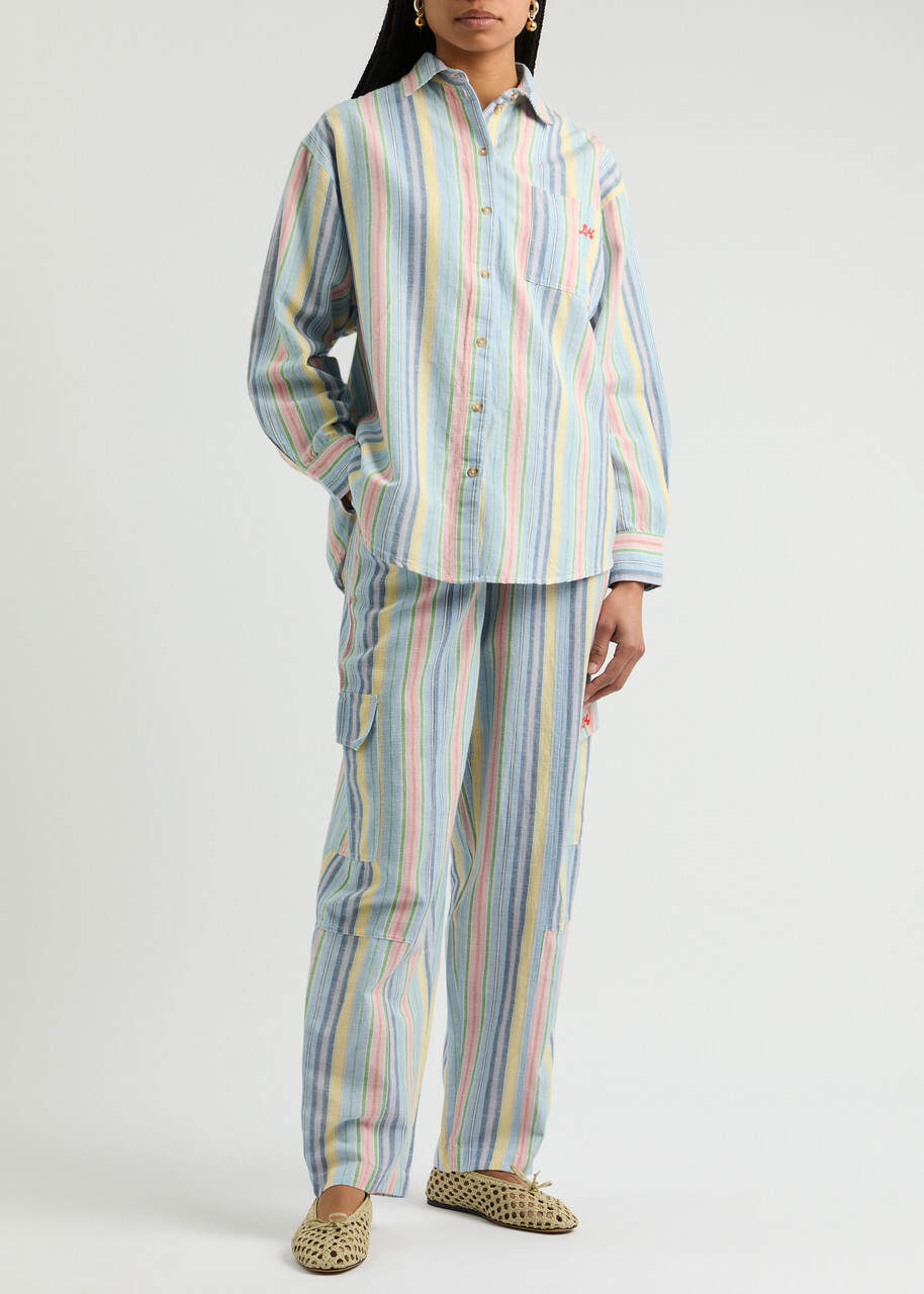 Damson Madder Skyla Striped Cotton-blend Shirt Multicoloured