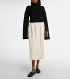 Xu Zhi Layered velvet-trimmed midi skirt