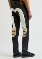 Evisu Kamon Daicock Printed Slim-leg Jeans Indigo