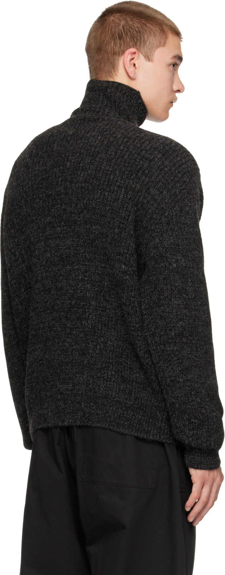LEMAIRE Gray High Neck Yak Alpaca Sweater
