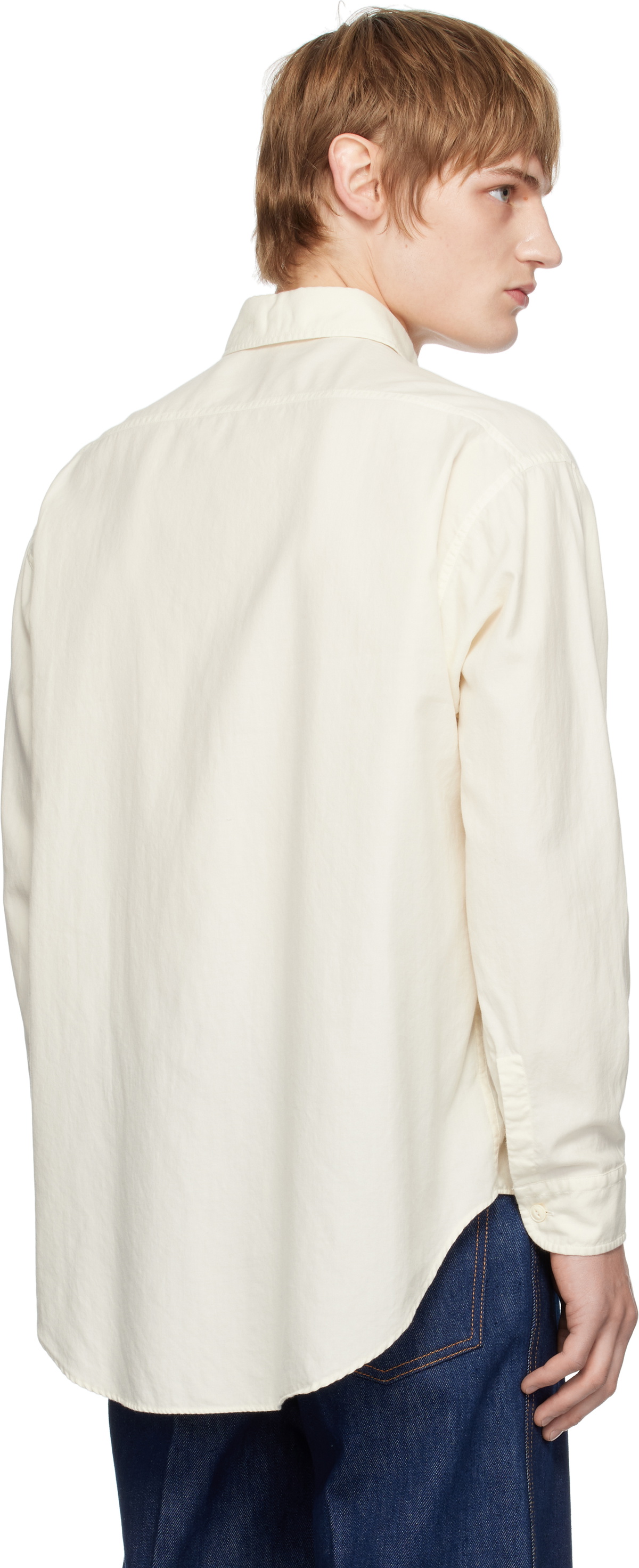 YLÈVE Off-White Cotton Viyella Work Shirt