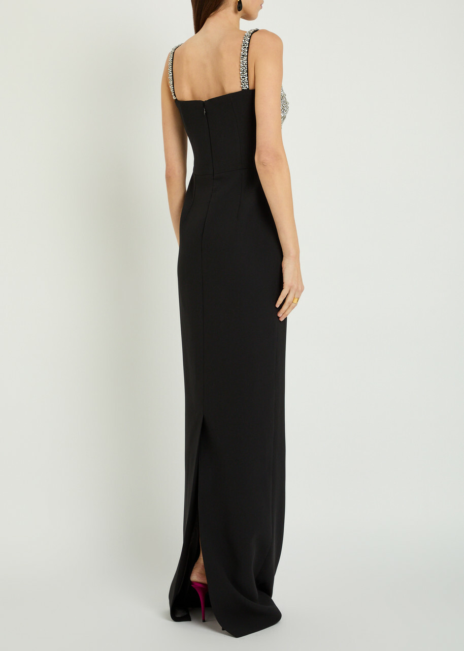 The New Arrivals Ilkyaz Ozel Lux In Orphéon Crystal-embellished Crepe Gown Black