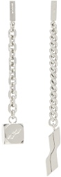 We11done Silver Dice Charm Mixed Chain Link Earrings